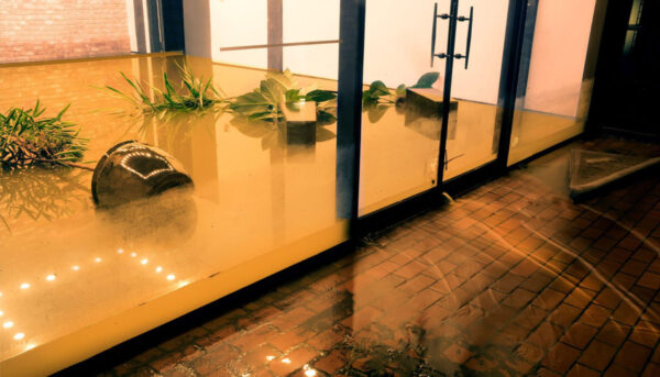 Überschwemmtes Büro aufgrund fehlender Rückstausicherung